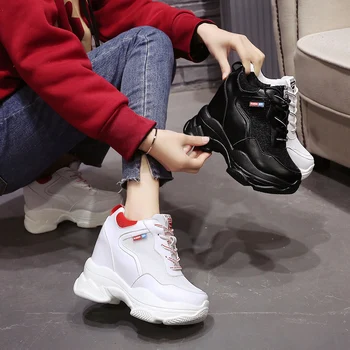 2020 White Trendy Shoes Women High Top Sneakers Women Platform Ankle Boots Basket Femme Chaussures Femmes