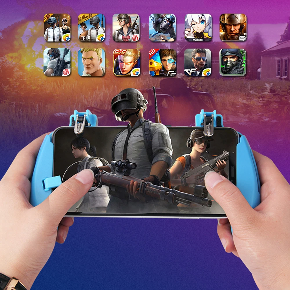Удобный игровой геймпад для мобильных устройств, игровой контроллер PUBG, джойстик, металлический триггер L1R1 с подставкой для мобильного телефона