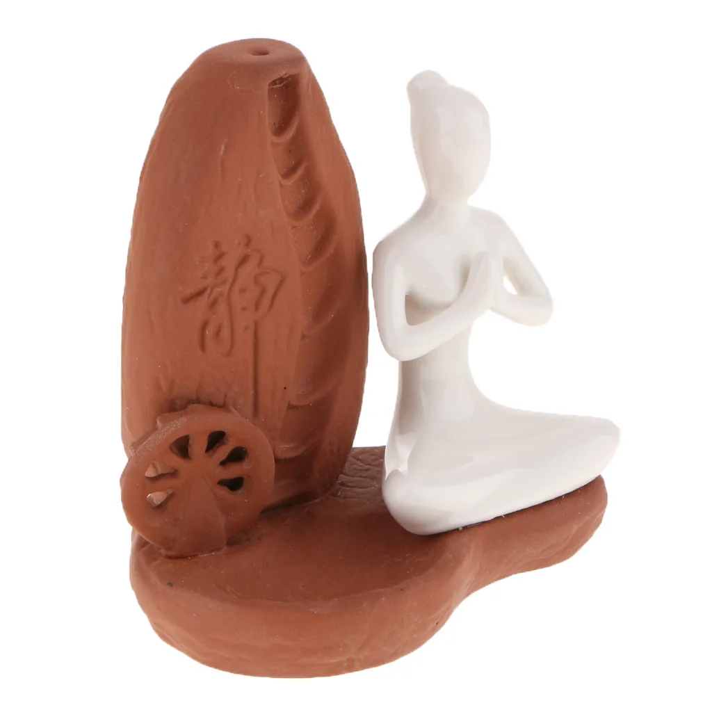 1 Piece Ceramic Backflow Yoga Girl Incense Burner Home Yoga Room Study Decor - Color: I