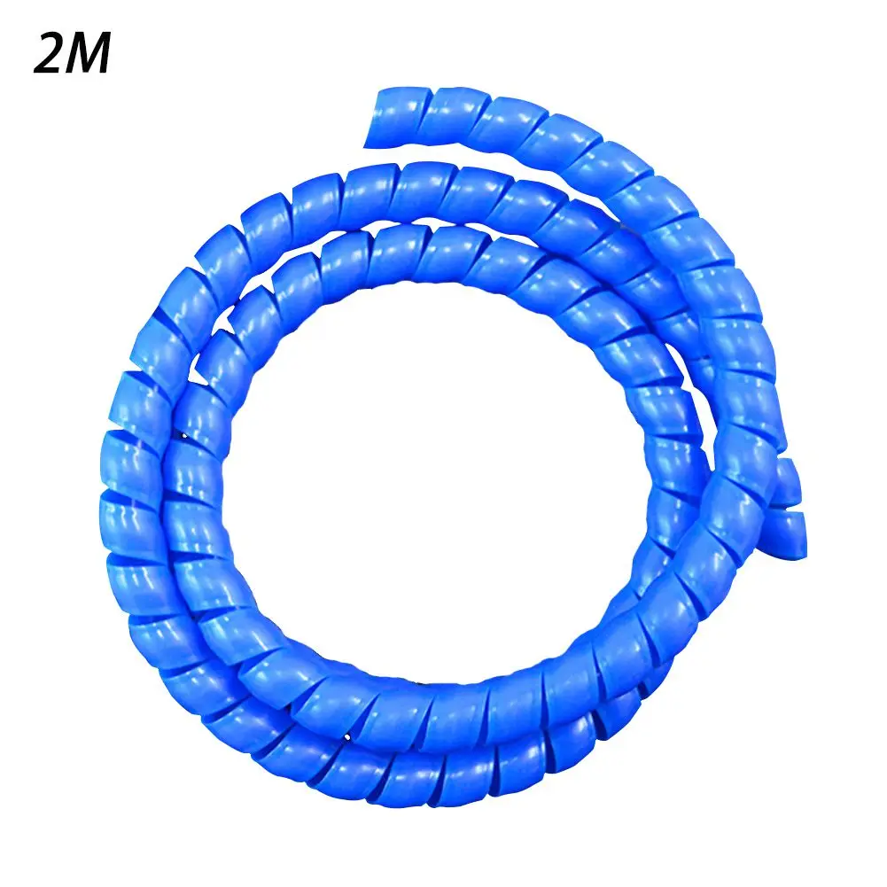 2 м линия Организатор трубы защиты спиральная обмотка кабеля провода крышка трубки 8 мм - Цвет: Синий
