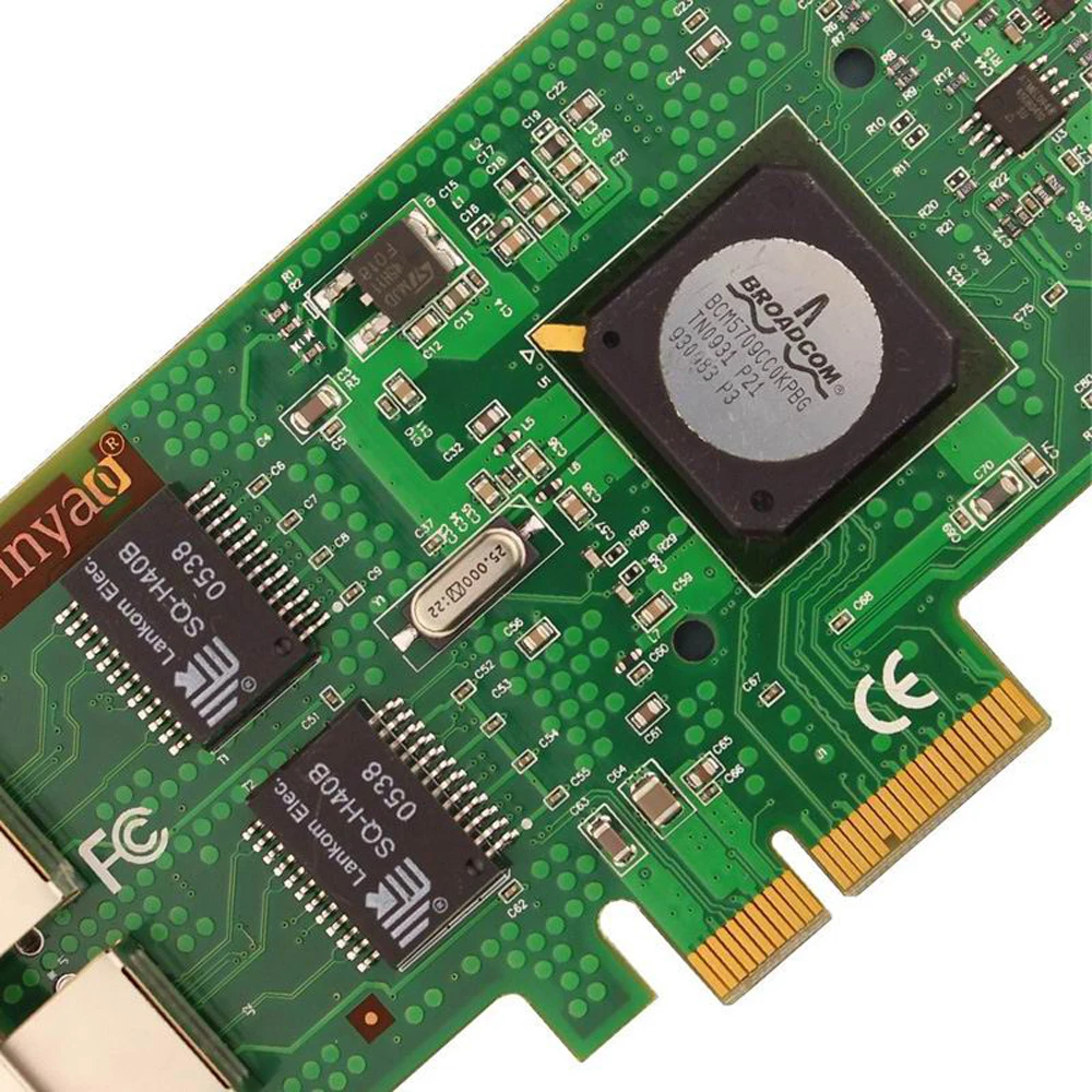 Wy5709-t2 двойной Порты и разъёмы Gigabit Ethernet 1000 Мбит pci-e x4 платы NIC Чипсет для bcm5709c