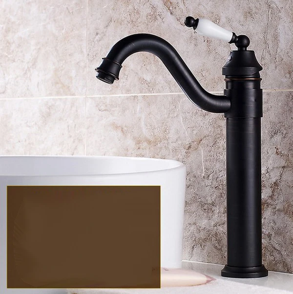 Oil Rubbed Bronze Gooseneck Porcelain Single Handle Swivel Kitchen Bathroom Sink Basin Faucet Mixer Taps anf105