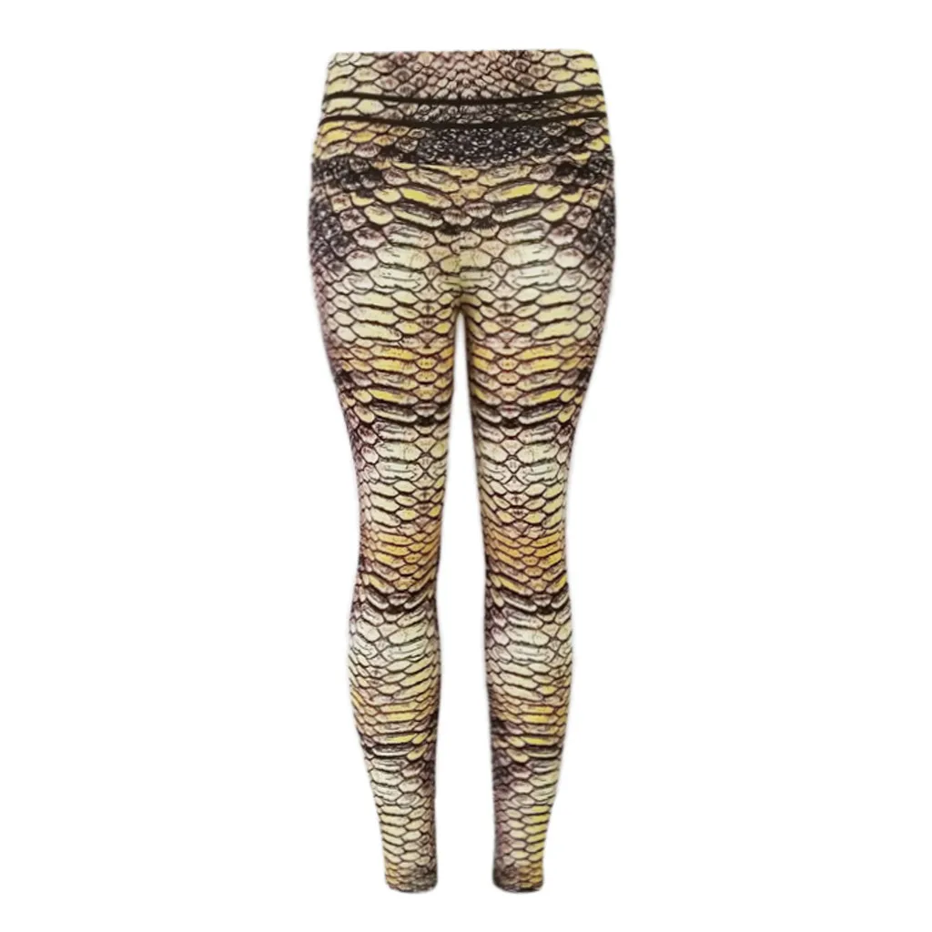 Бесшовные Snakeprint Штаны для йоги Сексуальные Обтягивающие Леггинсы Спортивные Женские фитнес Леггинсы для йоги с высокой талией Спортивные Штаны Женские#15 - Цвет: Золотой