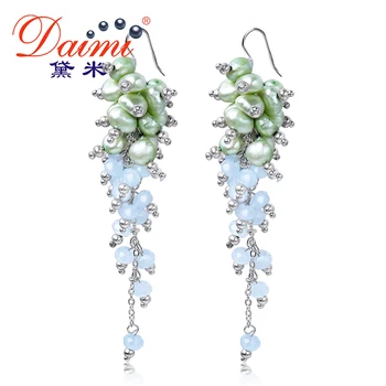 

DAIMI 2019 New Arrival 7-8 mm freshwater pearl earrings silver punk drop earrings baroque pearl earrings for women new year gift