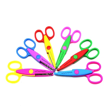 

6 different patterns scissors metal and plastic DIY clip art photo color scissors paper lace diary decorative scissors