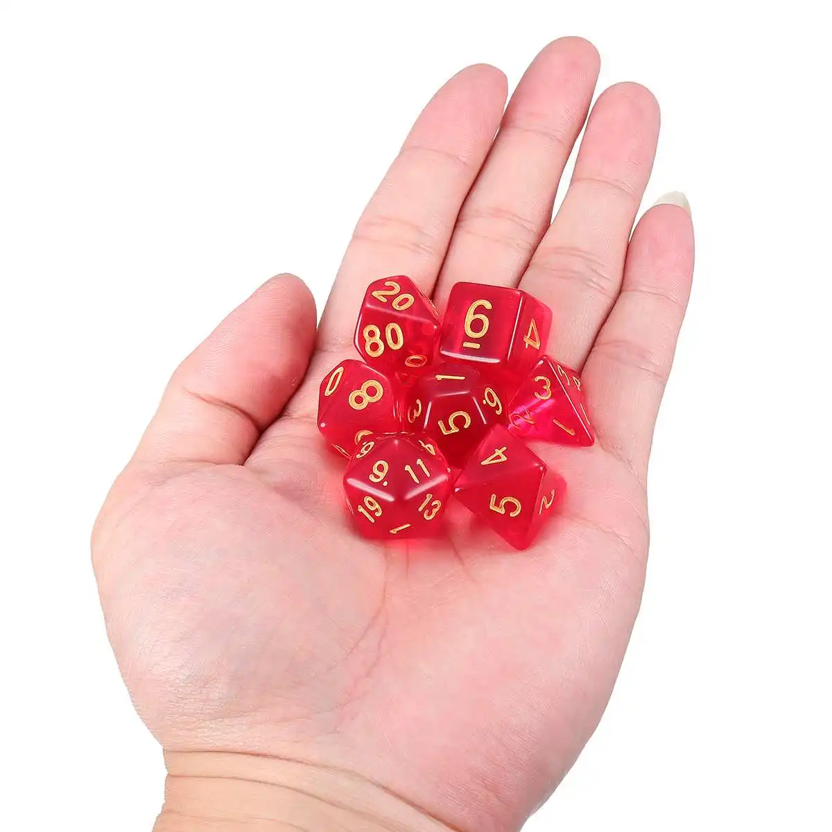 7 шт многосторонних Набор кубиков красный многогранных Акриловые Игральные Кости ролевые игры Покер игры Кубики D & D RPG 4681012 20 D4-D20 с мешком