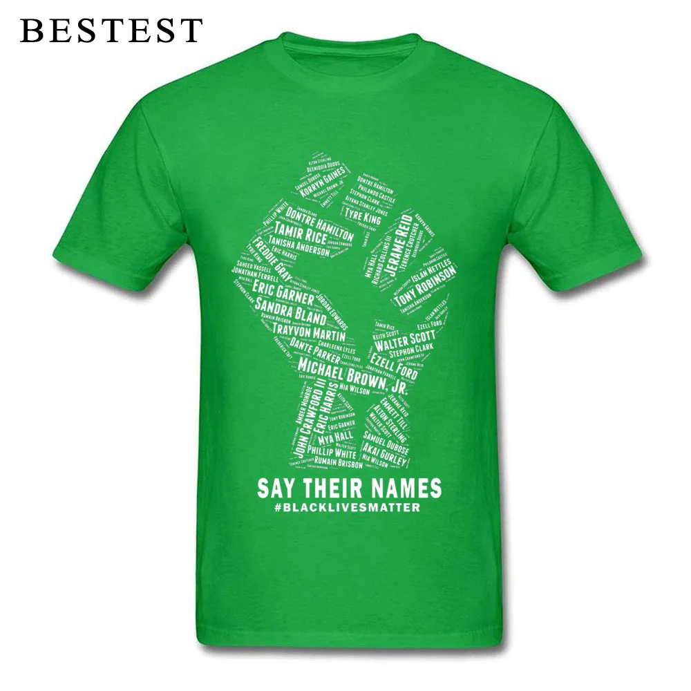 Normal T Shirt Short Sleeve comfortable Newest Men NEW YEAR DAY Tops T Shirt comfortable Tops & Tees Round Collar All Cotton Black Lives Matter Say Their Names 12049 green