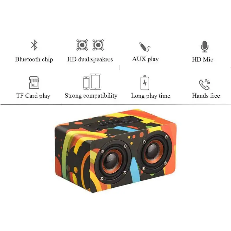 D50 360 градусов динамики с объемным звуком красочные деревянные беспроводной Bluetooth динамик MP3 плееры FM радио Поддержка TF карты