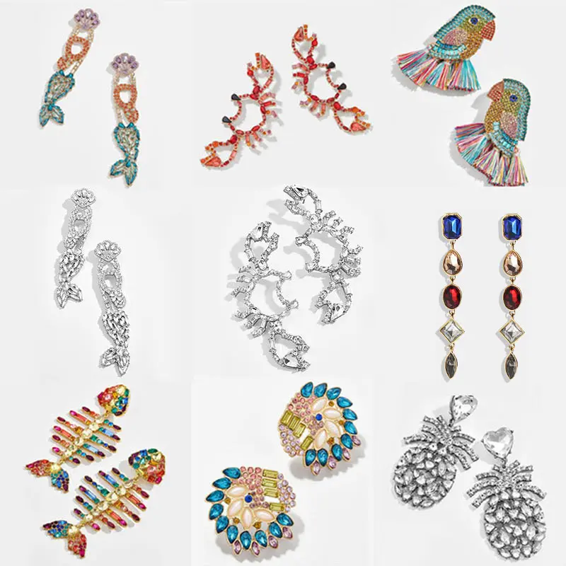 

Flatfoosie 2019 Birds Colorful Glass Crystal Drop Earrings For Women Unique Wedding Jewelry Statement Bohemian Earrings Party
