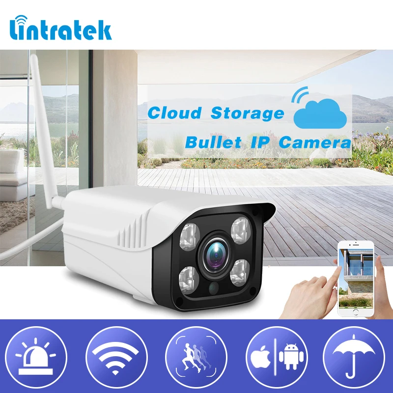 

Surveillance Wifi Security Camera HD 720P Cloud Storage Bullet IP Camera 4 IR lights Indoor/Outdoor Wi-fi Camera Lintratek #50