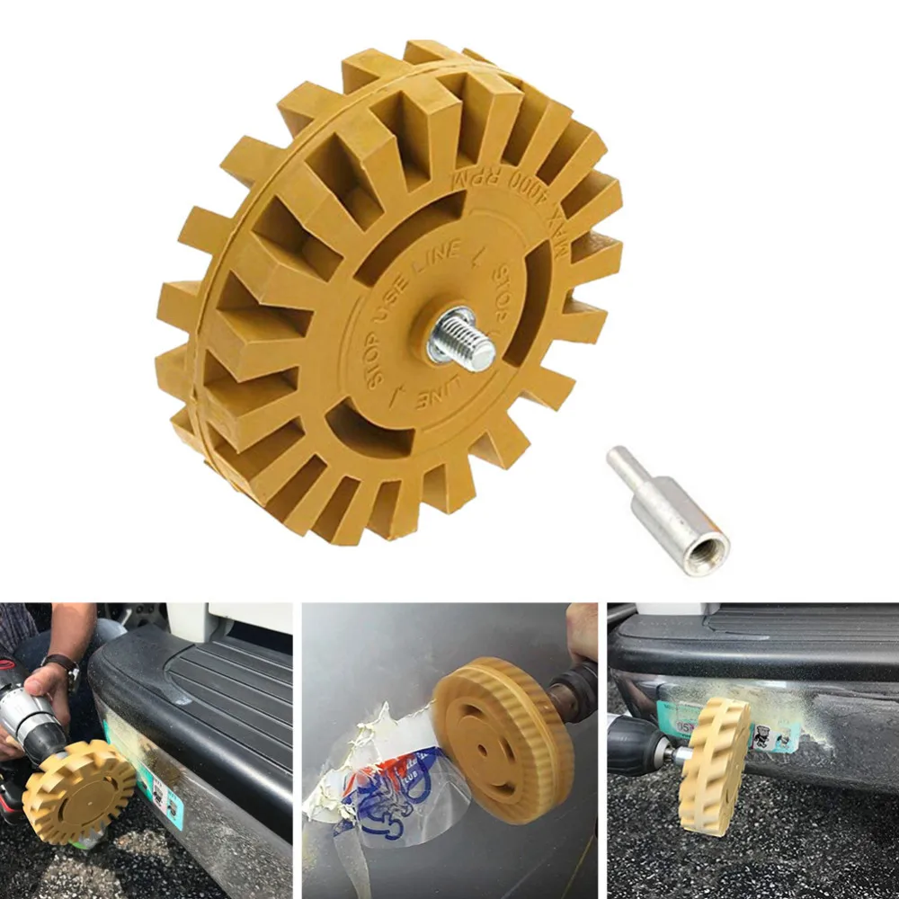 

Durable 4 inch 100mm Rubber Eraser Wheel For Remove Car Glue Adhesive Sticker Pinstripe Decal Graphic Auto Repair Paint Tool B4
