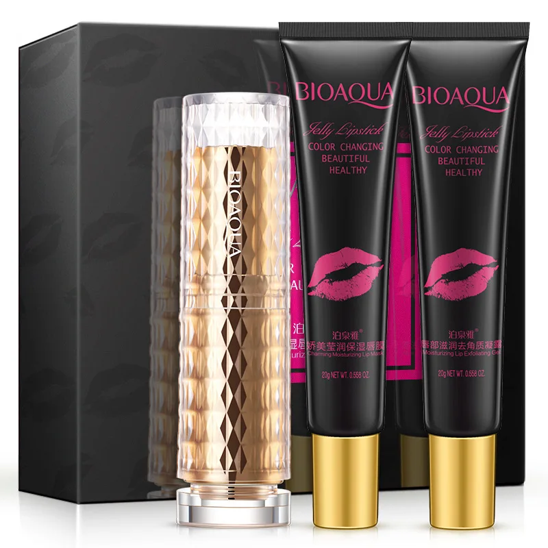 new BIOAQUA pink lip moisturizer care kit includes lips Exfoliating gel