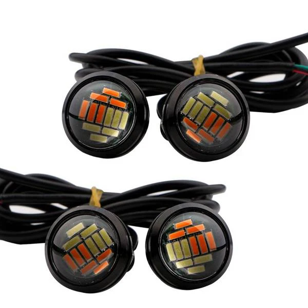 10 шт. 12 в 23 мм двойной цвет Switchback 4014 Smd 12 Led Drl Орлиный глаз, Дневной светильник, автомобильный мотор, Поворотный Светильник s