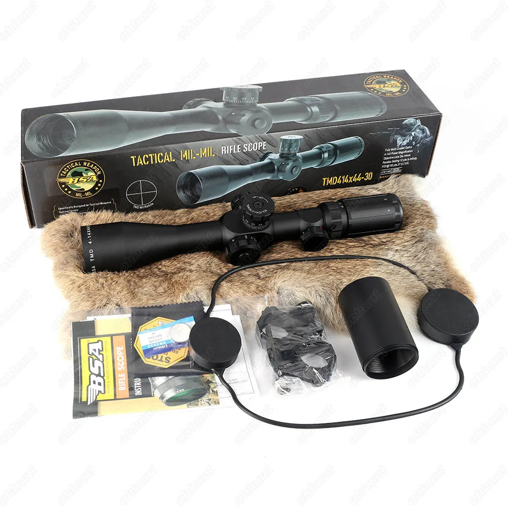 BSA TMD 4-14X44-30 IR Hunting Riflescope Side Parallax Tactical Optical Sight Red Green Reticle Illuminated Rifle Scope  (1)