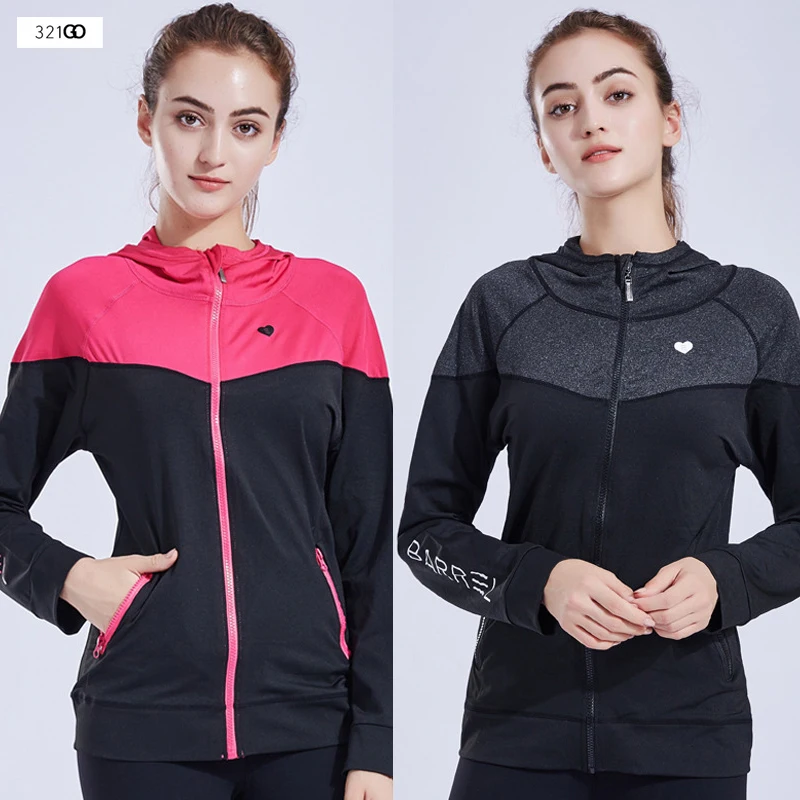 

Zipper Hooded Running Jacket For Women With Hole Yoga Shirts Fitness Clothing Top Sport Gym Sportswear Sweatshirt Female Jacket