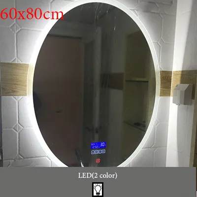 Овальное интеллектуальное зеркало для ванной, Европейское настенное зеркало для ванной комнаты, светодиодный туалет с защитой от запотевания, зеркала с сенсорным экраном, Bluetooth - Цвет: M012A-600x800mm