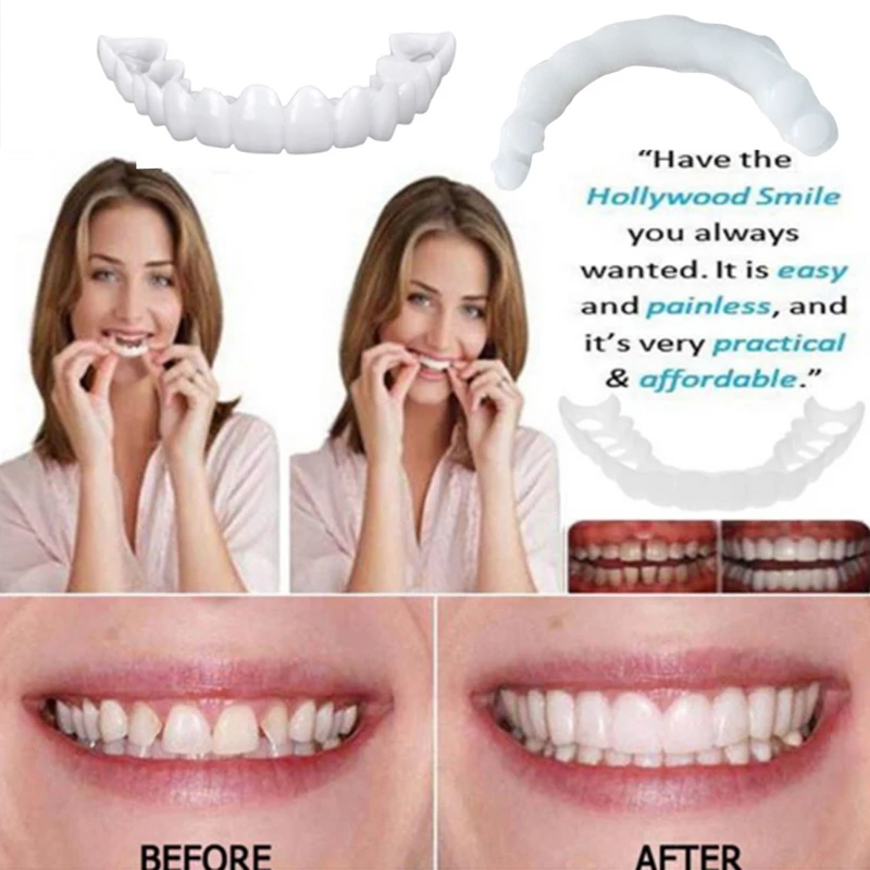 

Practical Design Men Women Tooth Instant Smile Comfort Fit Flex Teeth Reusable Fits Whitening Smile False Teeth Cover Adjustable