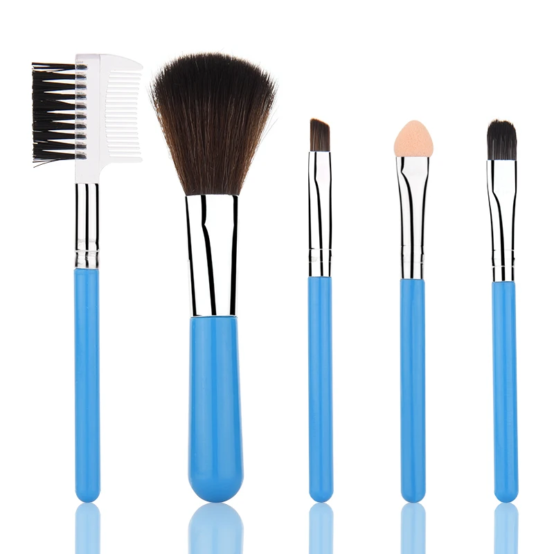 Fulljion 5 шт. профессиональные синие розовые кисти для макияжа набор косметических теней для век Пудра Pinceis Инструменты для укладки макияжа набор кистей с сумкой - Handle Color: blue without package