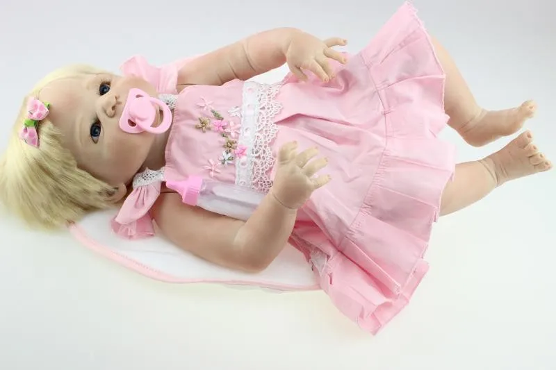 23Inch Full silicone vinyl 58cm Reborn Baby Girl Dolls Victoria Handmade Hand Silicone Lifelike Dolls Toys Kids Gift Brinquedos