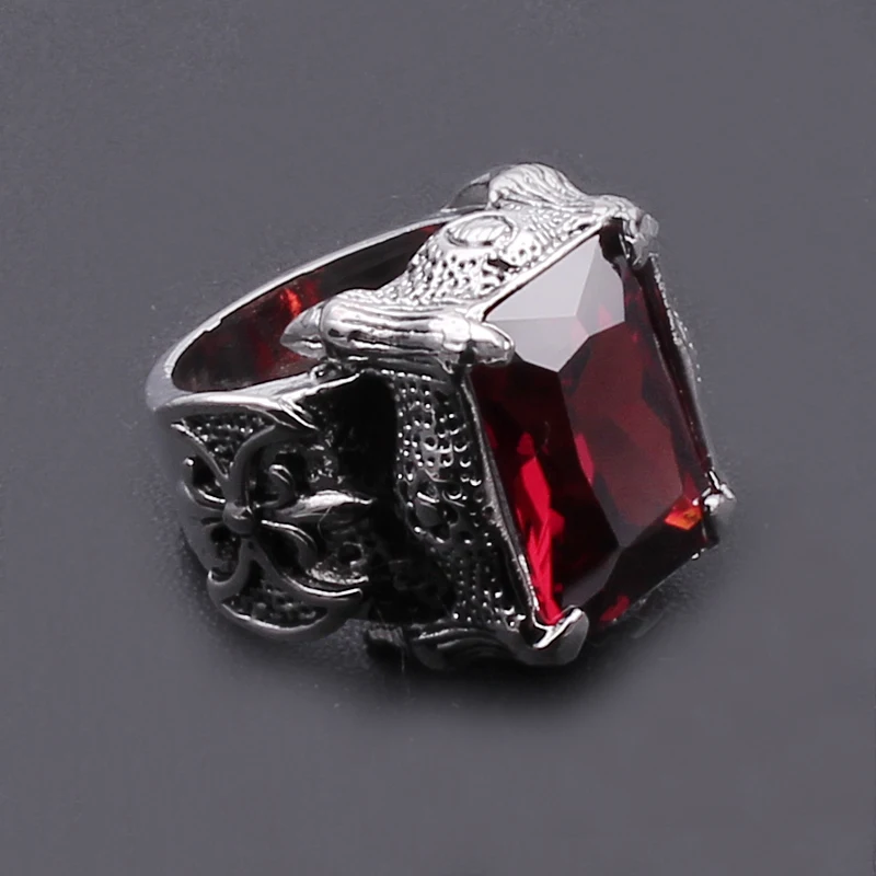 Новинка, ретро классическое роскошное кольцо с красным австрийским кристаллом, романтическое модное ювелирное изделие ручной работы для мужчин и женщин, кольцо на палец, Размер 7-12