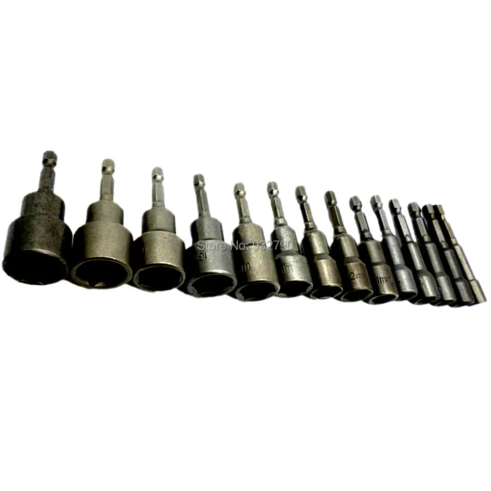 

14pcs Magnetic Nut Driver Set Metric Socket Hex Power Drill Bits Socket Adapter 6, 7, 8, 9, 10, 11, 12 ,13,14,15,16,17,18,19mm