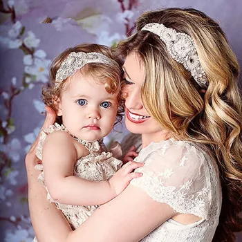 

2PCS/Set Mum baby Hair New style fashionable and exquisite headwear high-end hair with baby headband manual diamond