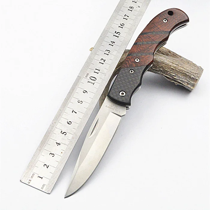 

Tactical 57HRC High Hardness 5Cr15 Blade Carbon Fiber + Red Pear Handle Folding Knife Outdoor Camping Hunting Pocket EDC Tools