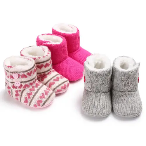 

US Newborn Baby Girl Boy Crochet Knit Woolen Soft Bottom Toddler Shoe Snow Boots
