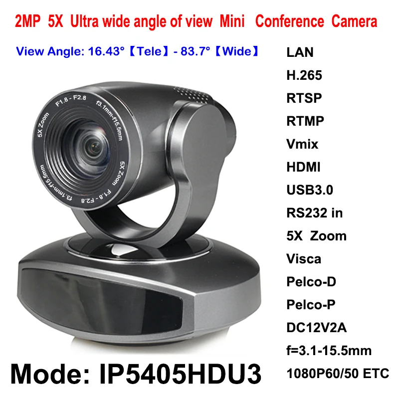 2MP мини USB3.0 HD HDMI IP PTZ потокового видео Камера 5x Оптический зум Rtmp RTSP для конференц-залы