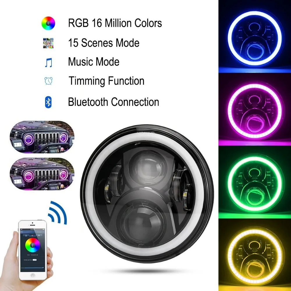 Wrangler JK Приглашаем посетить наших заказчиков выставку CJ 7 дюймов RGB DRL Halo Кольцо
