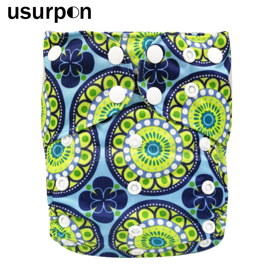 

[usurpon] 1 pc cloth diaper baby girls boys AIO cloth diaper with two bamboo insert wateproof baby bamboo diaper all in one