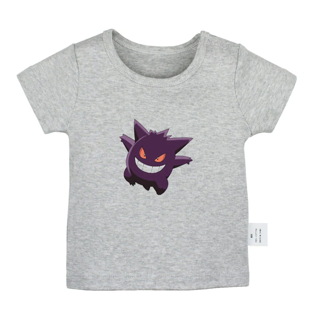 Футболки для новорожденных с изображением покемона стрекозы, Gengar Goldeen Gyarados Kangaskhan, однотонные футболки с короткими рукавами для малышей