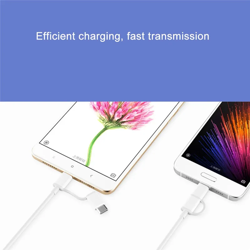 Original xiaomi zmi 2 in 1 micro usb type c cable fast charging for Samsung s9 s8 huawei oneplus usb Charger cable 30cm 1m short