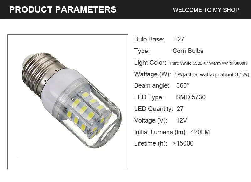 E27 27 Светодиодный светильник лампа 5730 SMD супер яркая энергосберегающая лампа кукурузный светильник s Точечный светильник белый теплый белый светильник ing DC12V