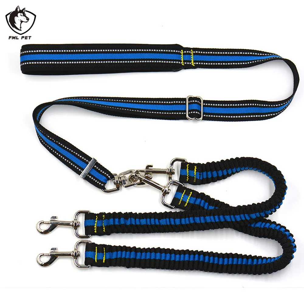 FML Pet Leash Reflective Multi functional Traction Rope Double Dog