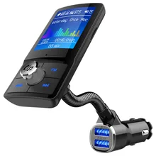 Color Screen FM Transmitter Car MP3 Wireless Bluetooth Handsfree Car Kit Audio AUX Modulator with QC3.0 Dual USB Car Charger