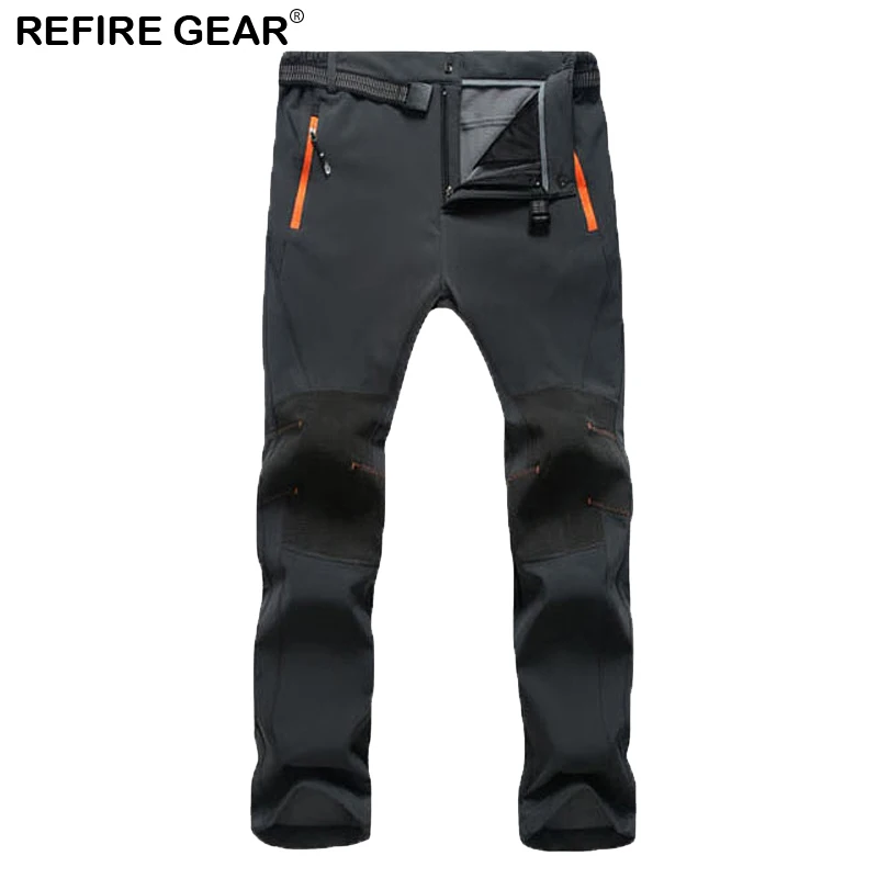 ReFire engranaje otoño al aire libre Soft Shell Fleece pantalones hombres impermeable senderismo cálidos mujeres elástico Trekking Camping Pantalones ReFire engranaje otoño al aire libre Soft Shell Fleece pantalones hombres impermeable senderismo cálidos mujeres elástico Trekking Camping Pantalones
