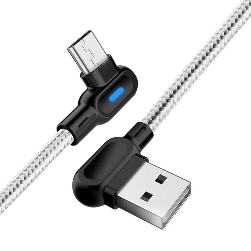 Олаф 90 градусов микро USB кабель 1 м 2 м Быстрая Зарядка Синхронизация данных USB кабель зарядного устройства для samsung Xiaomi huawei htc LG кабель для телефона Android - Цвет: Silver For Micro