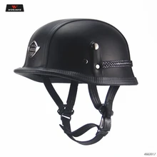 Casco de mitad de cuero con cara abierta Vintage para adultos, casco de Moto Retro con personalidad, cascos de motocicleta Motocross, casco de Moto DOT aprobado