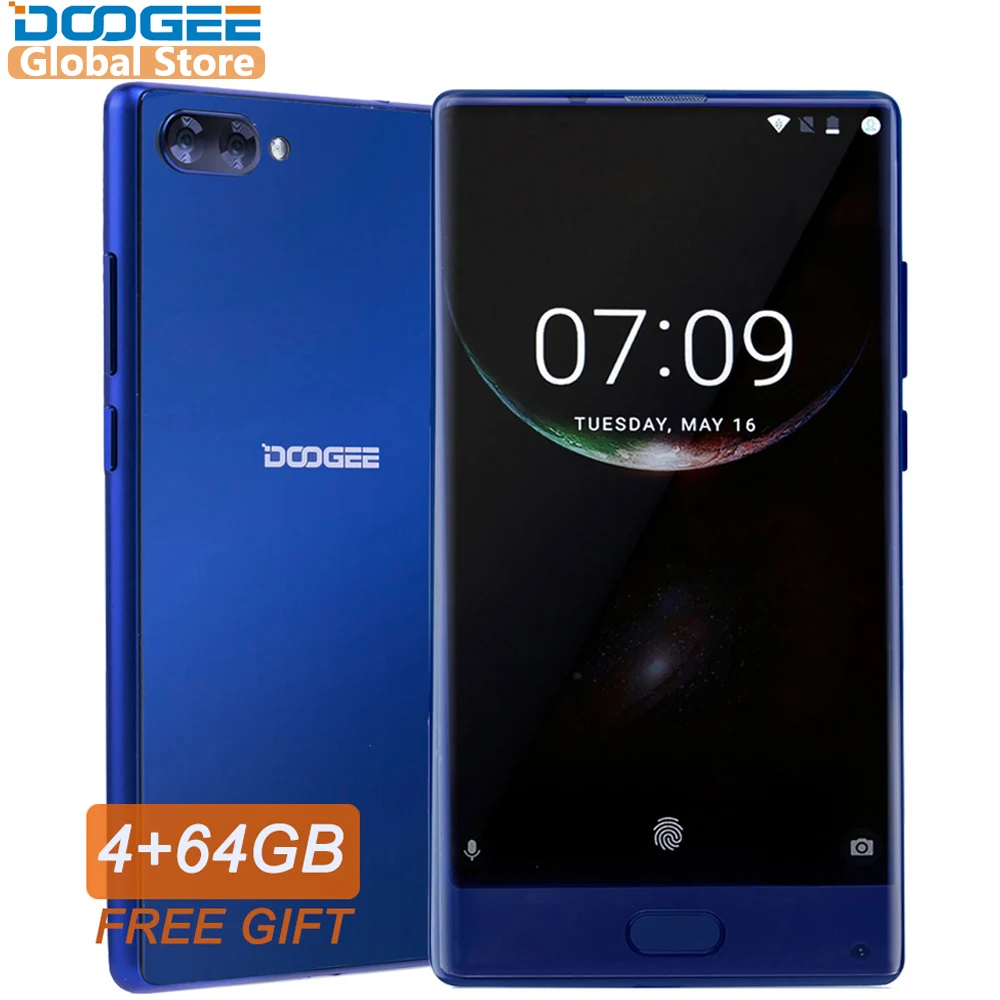 In Stock Original DOOGEE MIX Smartphone Android 7.0 Dual Cameras 5.5Inch MTK Helio P25 Octa Core 4GB+64GB LTE Smartphone 3380mAh