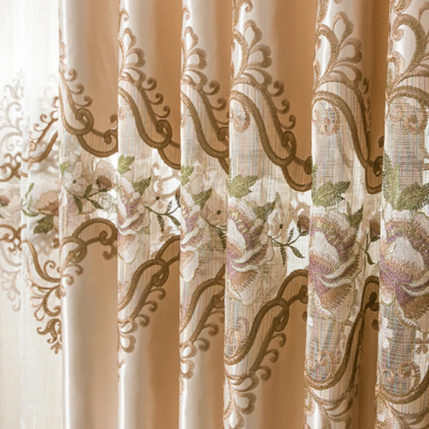 Fashion curtain high quality finished product embroidered curtain yarn