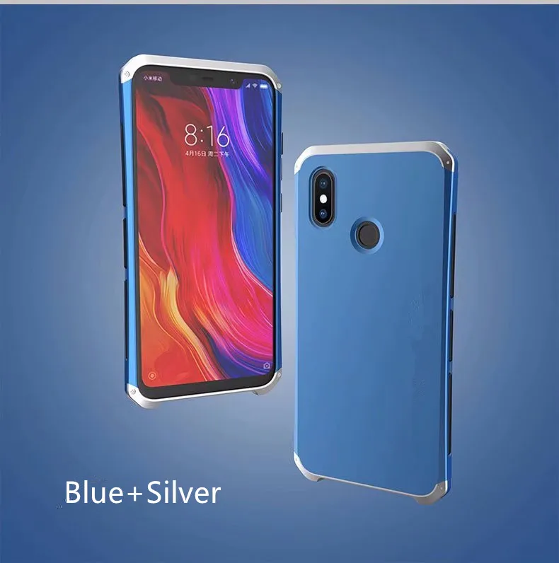 R-JUST Роскошные Доспехи чехол для Xiaomi mi6 MI8 SE Mix2 Mix2s Mi5s плюс Redmi Note 5 Pro Metal Алюминий+ сверхмощный защиты Чехол - Цвет: blue silver
