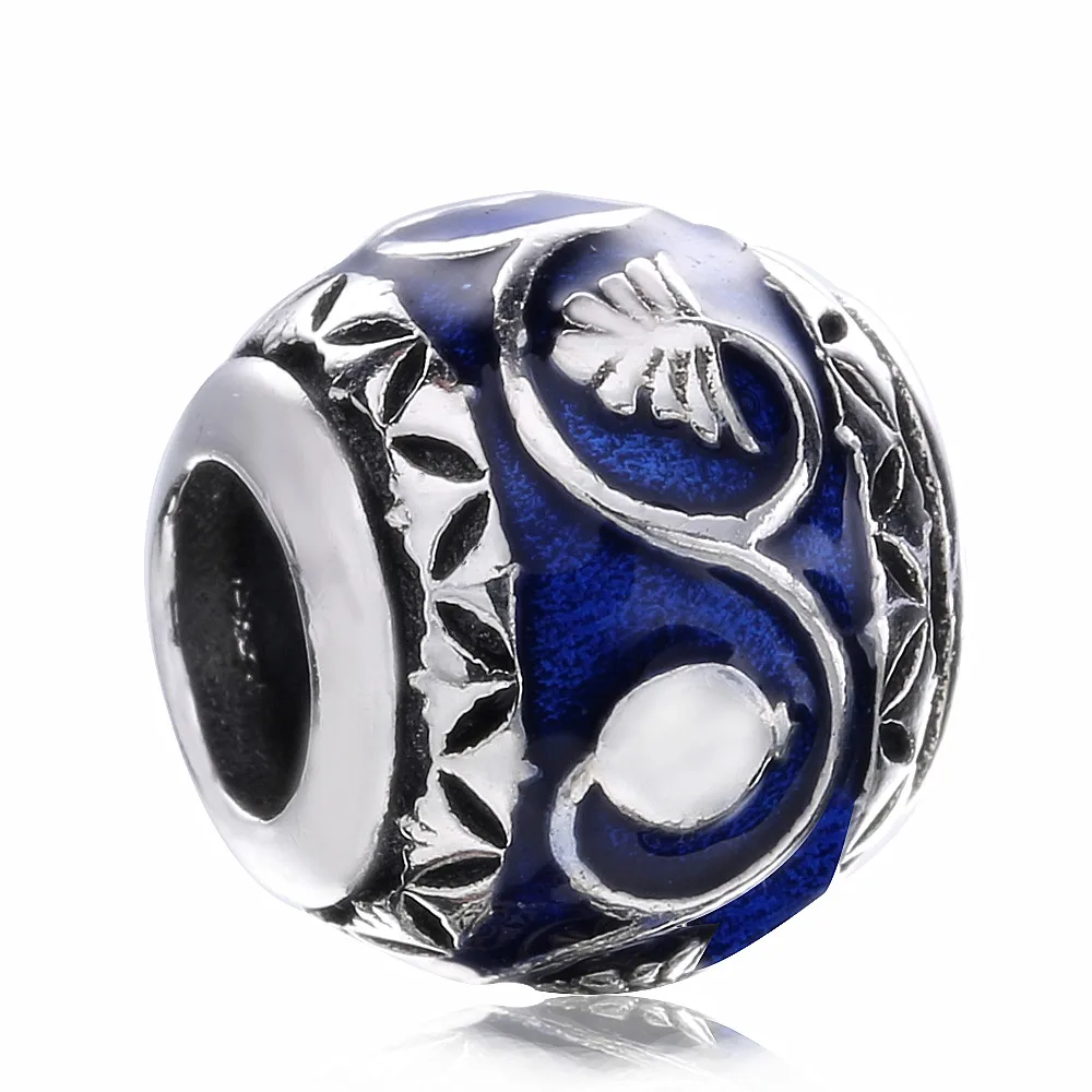 Blue Enamel Charm Новинка года! Galaxy Charm, королевский синий кристалл, прозрачный CZ, темно-синий эмаль, 925 пробы, серебряный браслет для изготовления ювелирных изделий - Цвет: Blue Enamel Charm