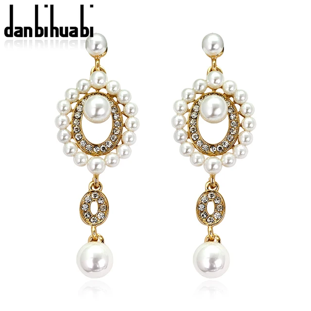 Danbihuabi Bohemian Bridal Wedding Party Wearing Jewelry Earrings Danbihuabi Bohemian Bridal Wedding Party Wearing Jewelry Earrings Green Zinc Alloy Freshwater Pearls Indian Women Drop