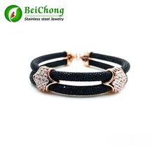Cuatro colores Negro Stingray Pulsera Cristal Pulsera Cuadrada Alto Grado Genuino Stingray Pulsera