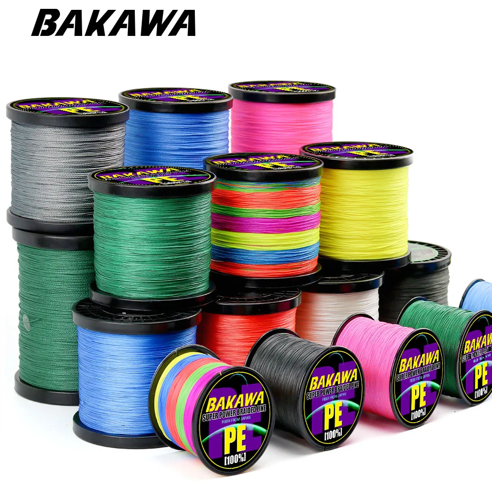 BAKAWA 8 braid 500M 300M 4 strands PE Braided Fishing Line 120 TO 10LB Multifilament Fishing Line cord linha multifilamento