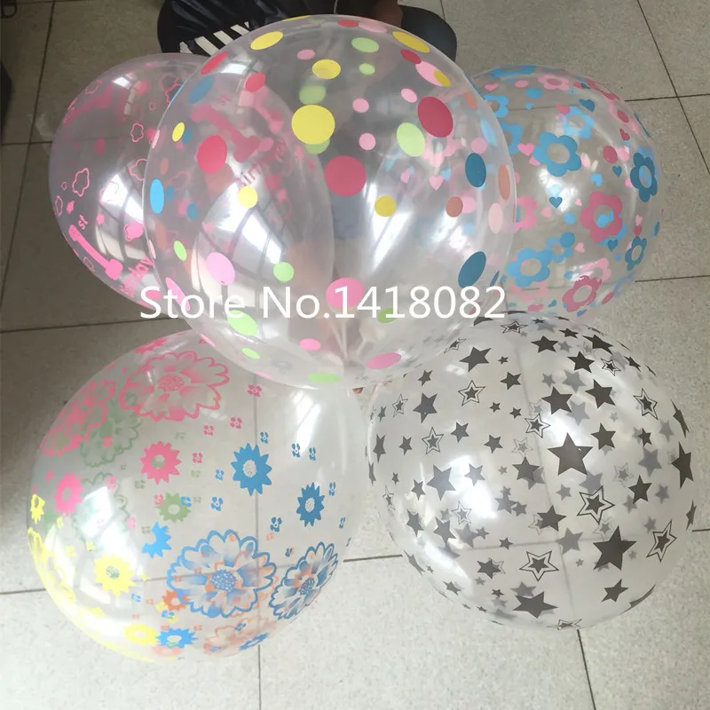 

Transparent balloon (100pieces/lot) 12 inch 2.5g round transparent printing latex balloon happy birthday decoration