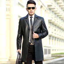 Мужское пальто из натуральной кожи на весну, осень, зиму, натуральная овчина, кожаная куртка, повседневный дизайн, мягкая кожаная куртка NPI 80419C