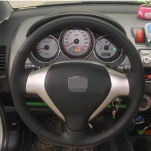 Negro Ciudad Vieja de Cuero Artificial Cubierta Del Volante Del Coche para Honda Fit Jazz