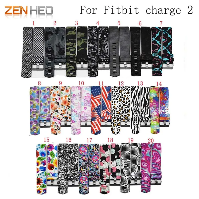 

Colorful Watch band For Fitbit Charge 2 Pattern Sports Silicone Watchband Bracelet Strap Band Wristband Replacement Wrist Strap